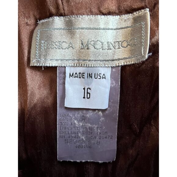 Vintage Jessica McClintock Brown Western Beaded Gown Dress  Women's Size 16 - Picture 5 of 13